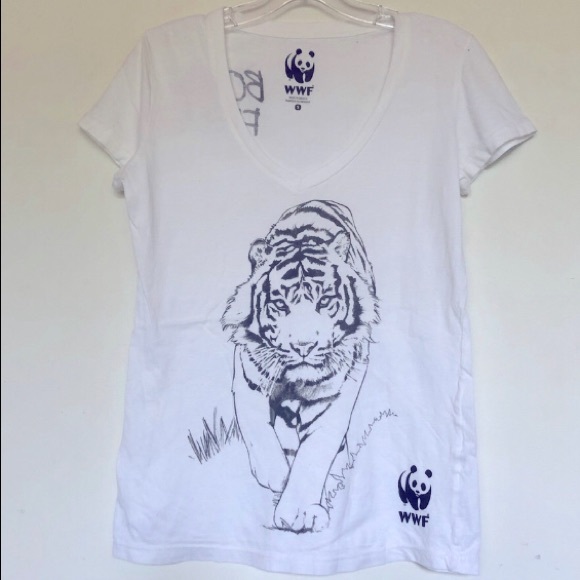 WWF Born Free Tiger V neck t shirt - Picture 6 of 6